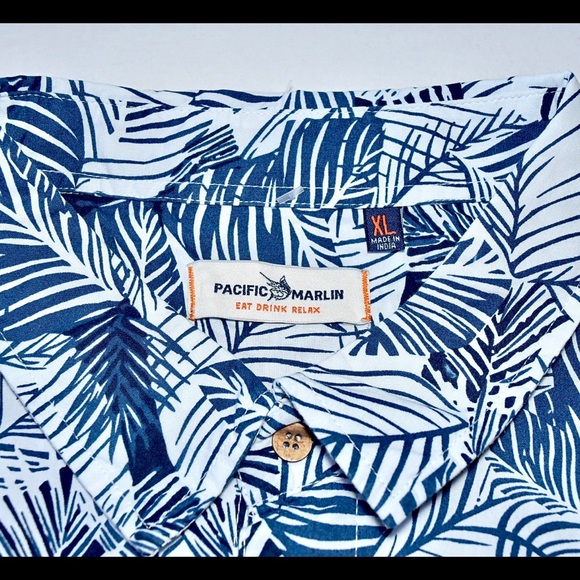 New! Pacific Marlin Men’s Button Down Shirt Leaf Print Pattern Size XL - Picture 8 of 10